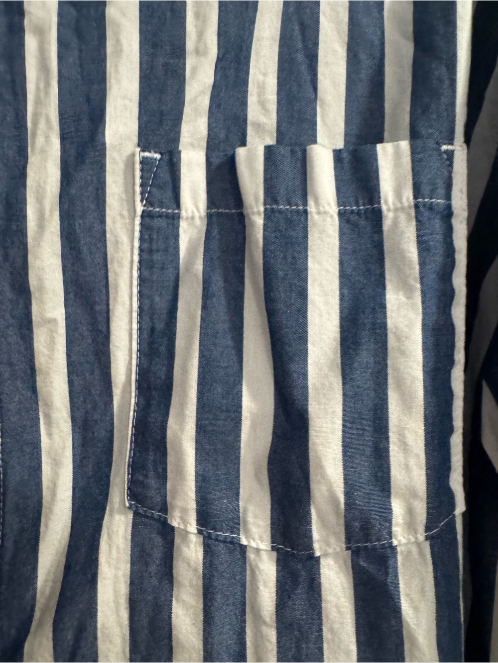 GAP Navy & White Striped Collared Shirt XXL Classic Cotton Preppy Casual - Picture 2 of 7